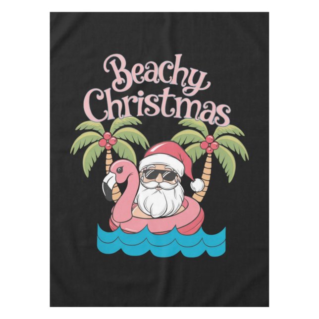 Weihnachten - tropischer Urlaub am Strand Santa Be Tischdecke (Vorderseite)