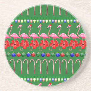 Weihnachten Tropisches Pink Flamingos am Feiertag Getränkeuntersetzer