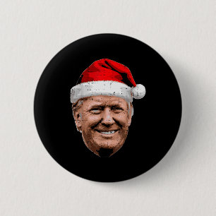 Weihnachten Trump Gesicht Santa Lustiges Xmas Meme Button