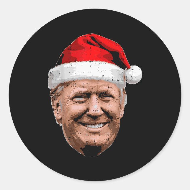 Weihnachten Trump Gesicht Santa Lustiges Xmas Meme Runder Aufkleber (Vorderseite)