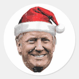 Weihnachten Trump Gesicht Santa Lustiges Xmas Meme Runder Aufkleber