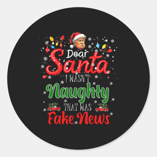 Weihnachten Trump Lieber Santa Falsche Nachrichten Runder Aufkleber (Vorderseite)