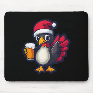 Weihnachten Türkei Tier mit Bier Comic Mousepad