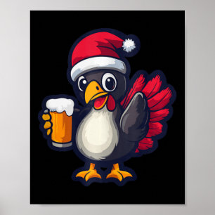 Weihnachten Türkei Tier mit Bier Comic Poster