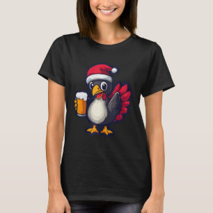 Weihnachten Türkei Tier mit Bier Comic T-Shirt