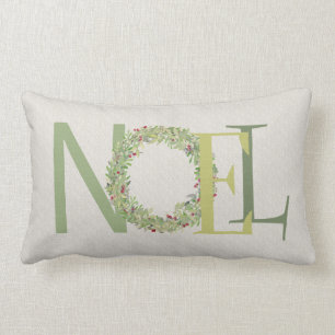 WEIHNACHTEN-Typografie mit Weihnachtswreath Lendenkissen