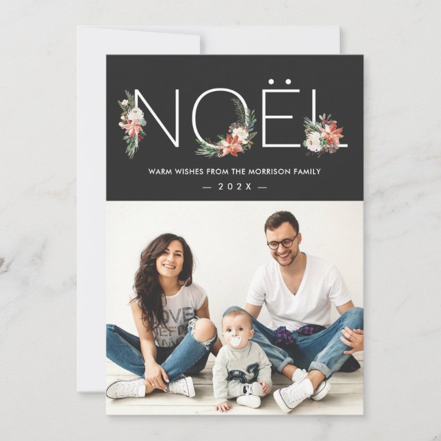 WEIHNACHTEN Typografie Poinsettia Blumenweihnachts (Vorderseite)
