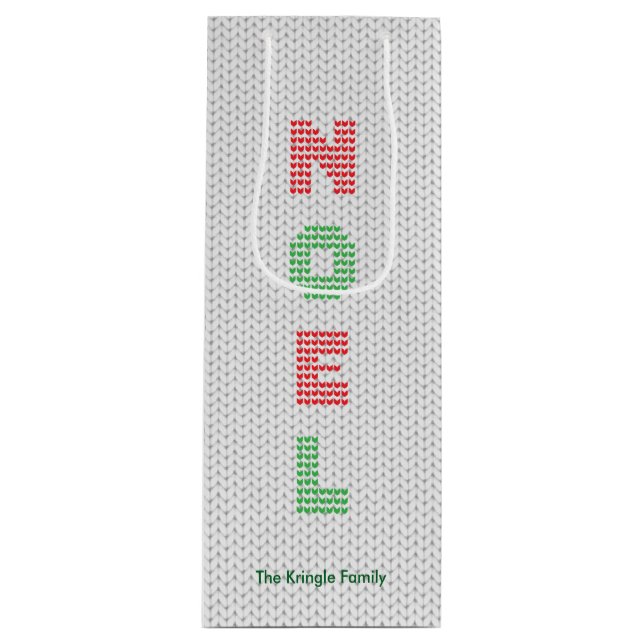 Weihnachten Typografie Weihnachtssüßer Geschenktüte Für Weinflaschen (Vorderseite)