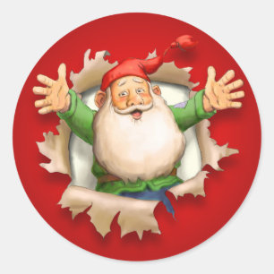 Weihnachten: Überraschung des Weihnachtsmannes Runder Aufkleber