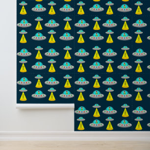 Weihnachten UFO Ho Ho Alien fliegende Untertasse G Tapete
