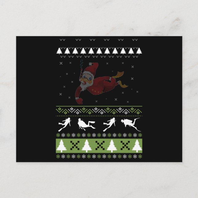 Weihnachten Ugale Scuba Diver Xmas Pj Pajama Postkarte (Vorderseite)