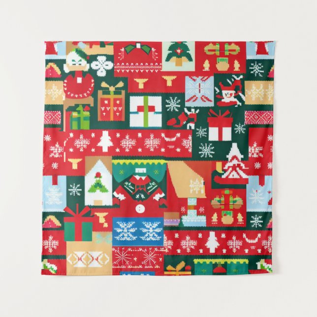 Weihnachten Ugly Sweater 1 Wandteppich (Vorderseite)