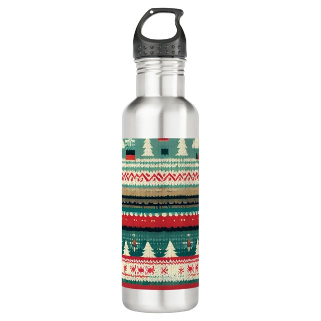 Weihnachten Ugly Sweater 3 Edelstahlflasche (Vorderseite)