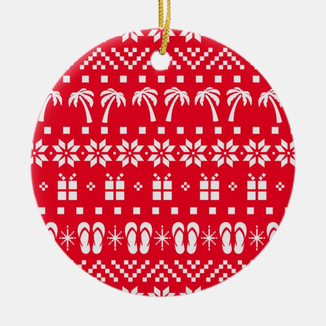 Weihnachten Ugly Sweater Beach Lover Keramik Ornament (Vorne)