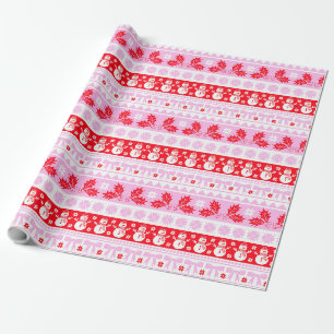 Weihnachten Ugor Sweater Strick Muster in Rosa und Geschenkpapier