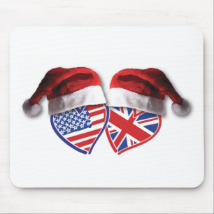 Weihnachten UK USA Patriotic Heats Mousepad