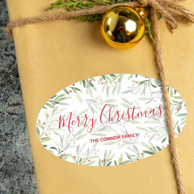 Weihnachten und Berries Ovaler Aufkleber (Von Creator hochgeladen)