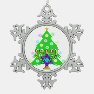 Weihnachten und Chanukka Schneeflocken Zinn-Ornament