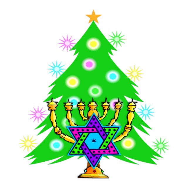 Weihnachten und Chanukka zusammen Fotoskulptur Ornament (Vorne)