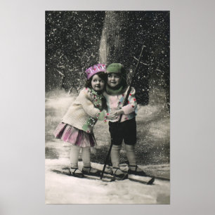 Weihnachten und die besten Freunde des Skis Poster