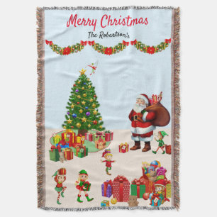 Weihnachten und Elfen mit Presents Names Geschenk Decke