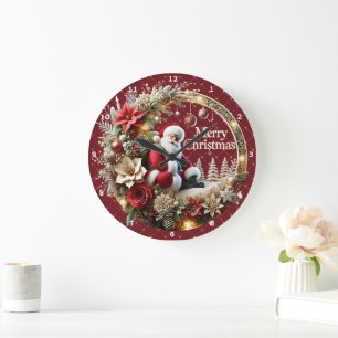 Weihnachten und Feierliche Weihnachten Große Wanduhr