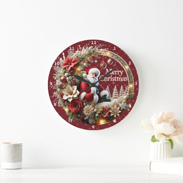 Weihnachten und Feierliche Weihnachten Große Wanduhr (Zuhause)