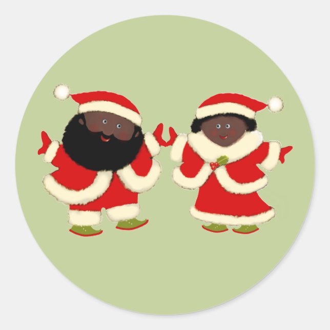 Weihnachten und Frau Claus Runder Aufkleber (Vorderseite)