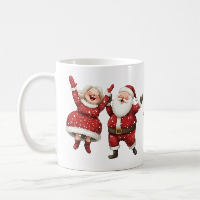 Weihnachten und Frau Claus Script Name Frohe Weihn Kaffeetasse (Links)
