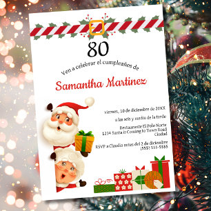 Weihnachten und Frau Claus Weihnachten 80. Geburts Einladung