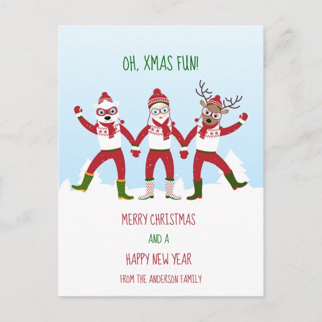 Weihnachten und Freunde mit klassischen Händen Postkarte (Vorderseite)