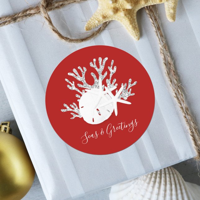 Weihnachten und Grüße an der Küste Runder Aufkleber (Von Creator hochgeladen)