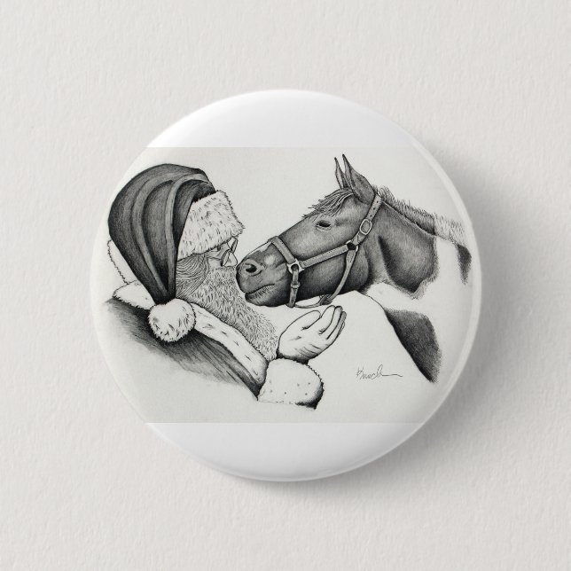 Weihnachten und Heiliges Pferd Button (Vorderseite)