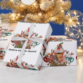 Weihnachten und Kaffee besessen Geschenkpapier