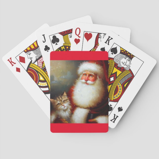Weihnachten und Katze (2) Spielkarten (Rückseite)