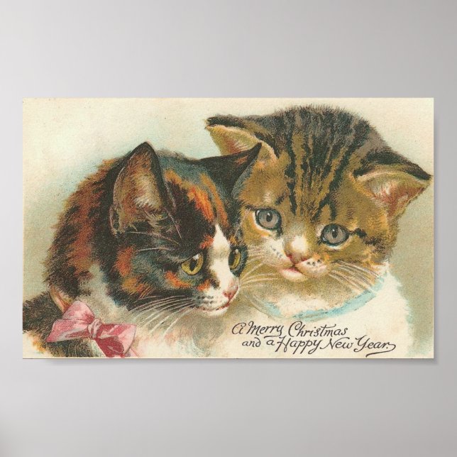 Weihnachten und Neujahr Katzen Poster (Vorne)