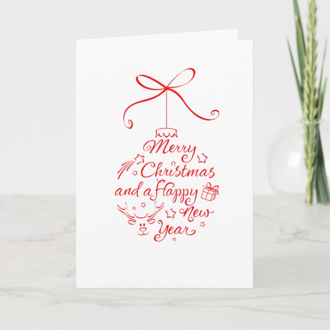 Weihnachten- und Neujahrskalligrafie Feiertagskarte (Vorderseite)