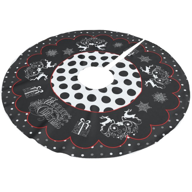 Weihnachten und Polka Dots Tree Rock Polyester Weihnachtsbaumdecke (Schrägansicht)