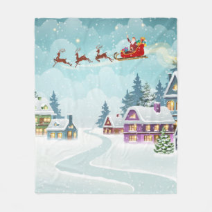Weihnachten und Rentier auf Weihnachten Hintergrun Fleecedecke