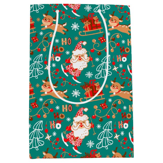 Weihnachten und Rentier Mittlere Geschenktüte (Vorderseite)