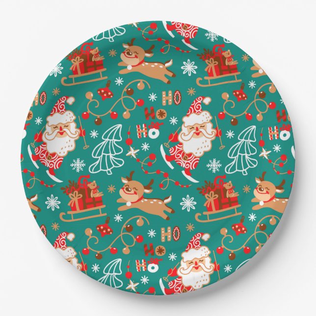 Weihnachten und Rentier Pappteller (Vorderseite)