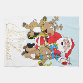 Weihnachten und Rentiere frohe Weihnachten Geschirrtuch