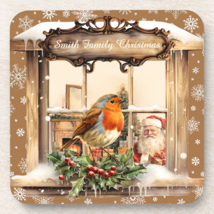 Weihnachten und Robin Getränkeuntersetzer