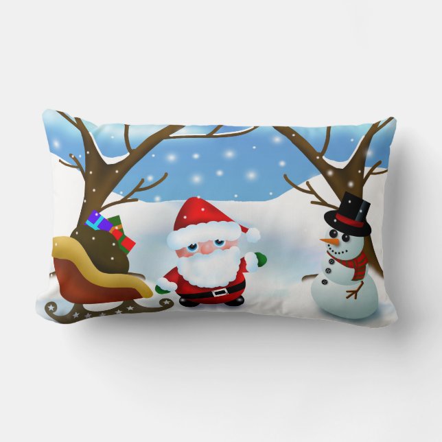 Weihnachten und Schneemann Lendenkissen (Vorderseite)