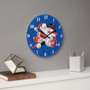 Weihnachten und Schneemann Weihnachtsgeschmack Große Wanduhr