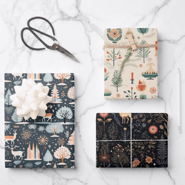 Weihnachten und Weihnachten Geschenkpapier Set (Vorderseite)
