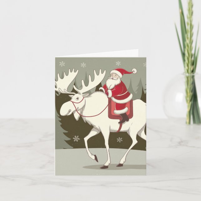 Weihnachten und Weihnachten im Weißen Elch Karte (Vorderseite)