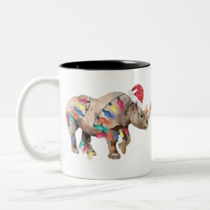 Weihnachten und Weihnachten Rhino Liebhaber der We Zweifarbige Tasse