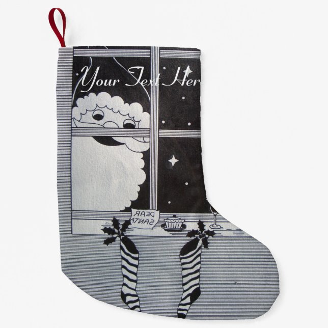 Weihnachten und Weihnachten Strumpf schwarz und we Kleiner Weihnachtsstrumpf (Vorderseite)