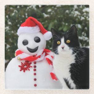 Weihnachten und Weihnachtsmann, Tischdekoration Glasuntersetzer